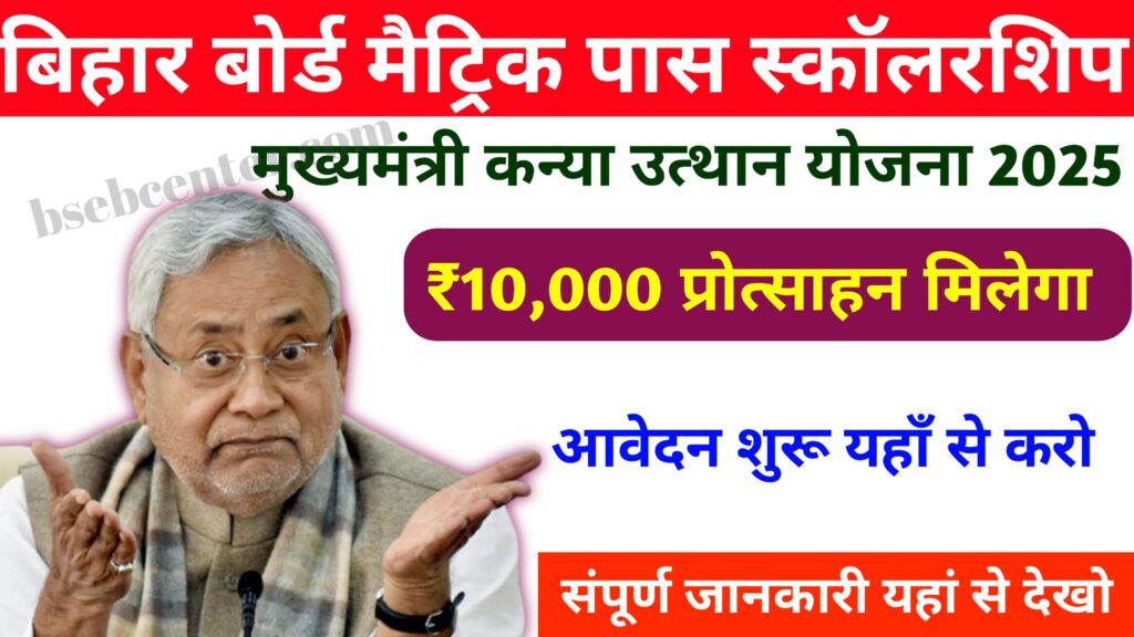 Bihar Board Matric Pass Scholarship 2025 Apply Online: