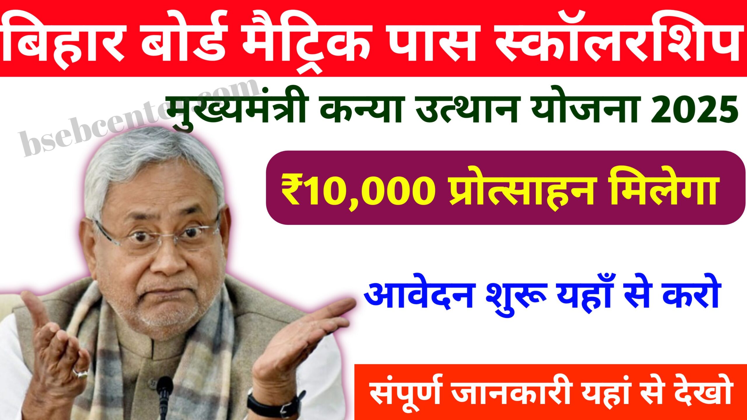 Bihar Board Matric Pass Scholarship 2025 Apply Online: