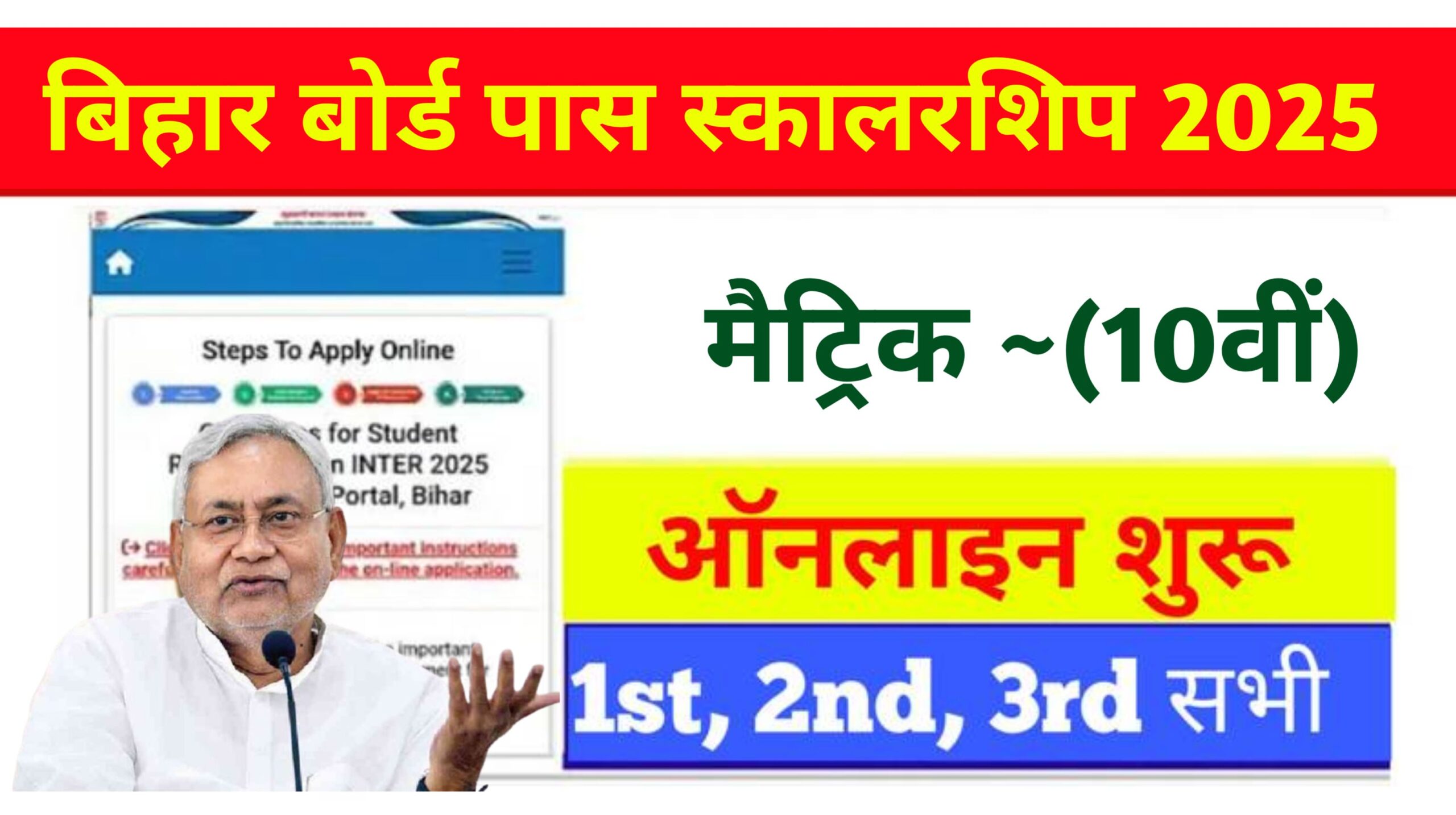Bihar Board 10th Pass Scholarship Online Apply 2025: