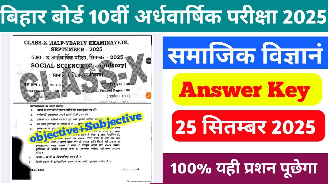 25 September 10th Social Science Objective Subjective 2025: