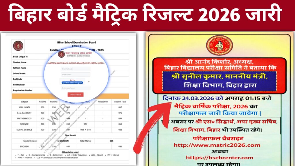 Bihar Board Matric Result Release Date Out 2026: